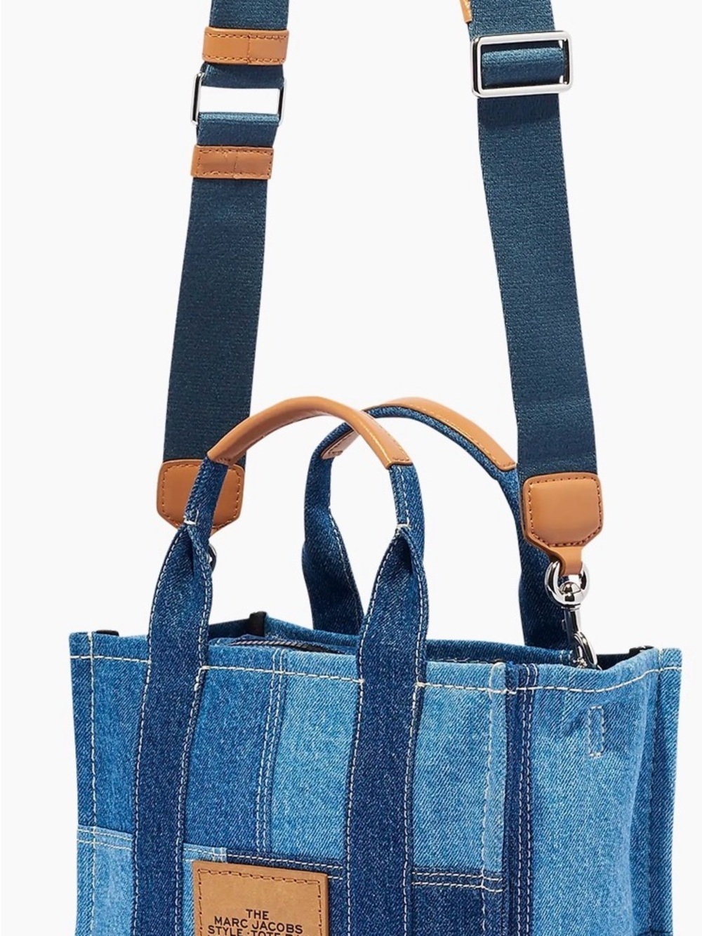 💙Authentic Marc Jacobs The Tote Bag- Denim Blue with Leather Tan Handle and stra - Picture 6 of 7